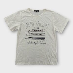 Japan Railways T Shirt Mens Large Asian Sizing Fits Small Train Shinkansen NWT